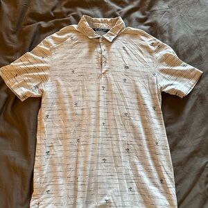 Travis Mathew Light Gray Polo Shirt with Palm Tree Pattern